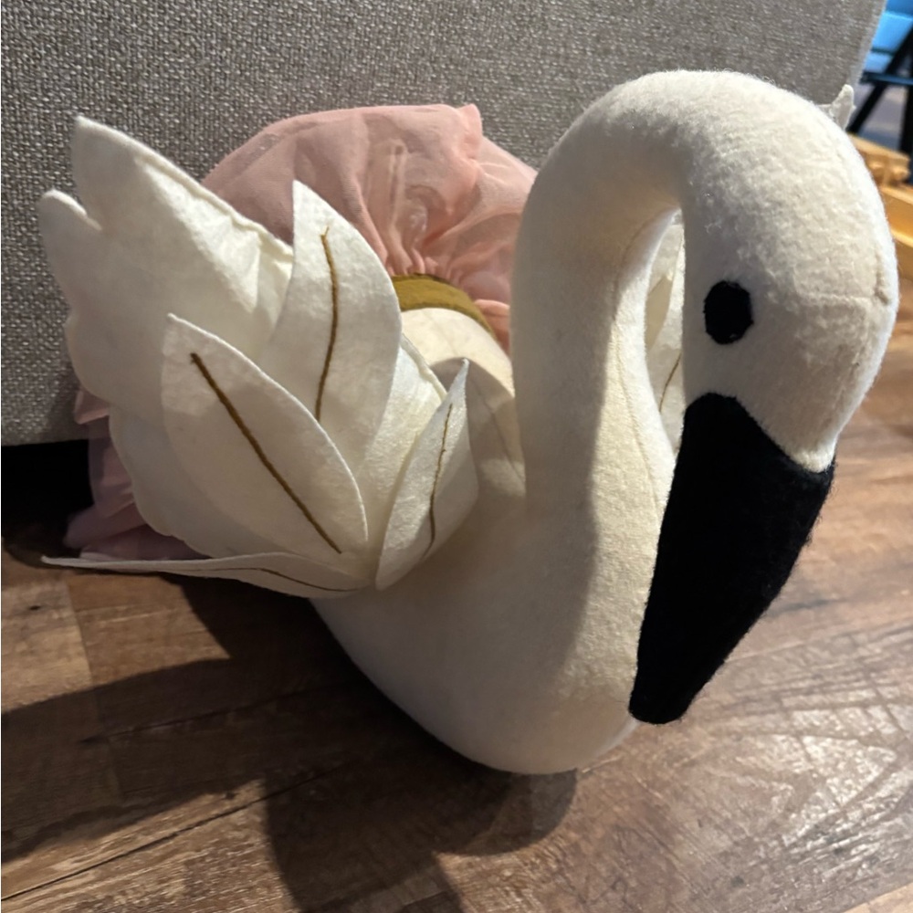 White Swan Plush with Pink Accents